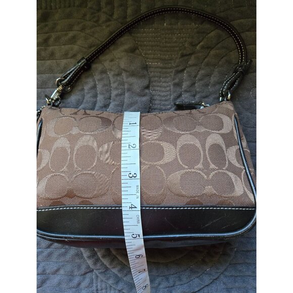 Coach Signature Demi Mini Pouch Shoulder Bag Canvas Leather Brown 6094 Vintage - Picture 6 of 9